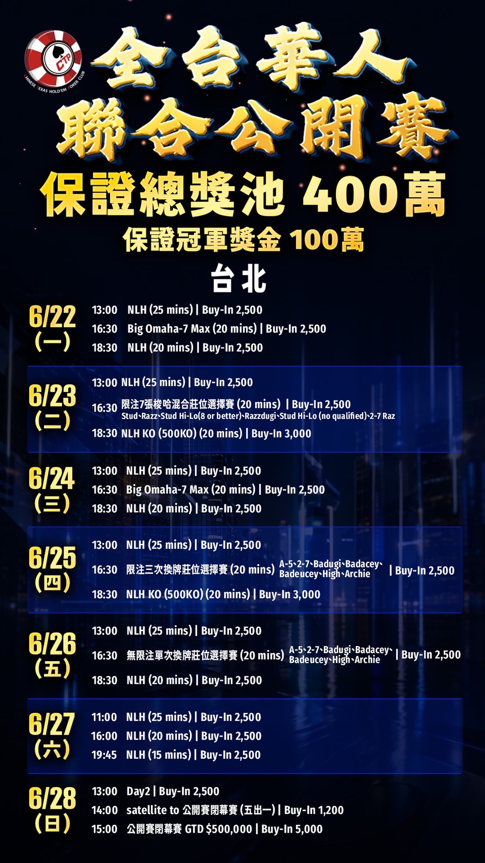 台北完整賽程